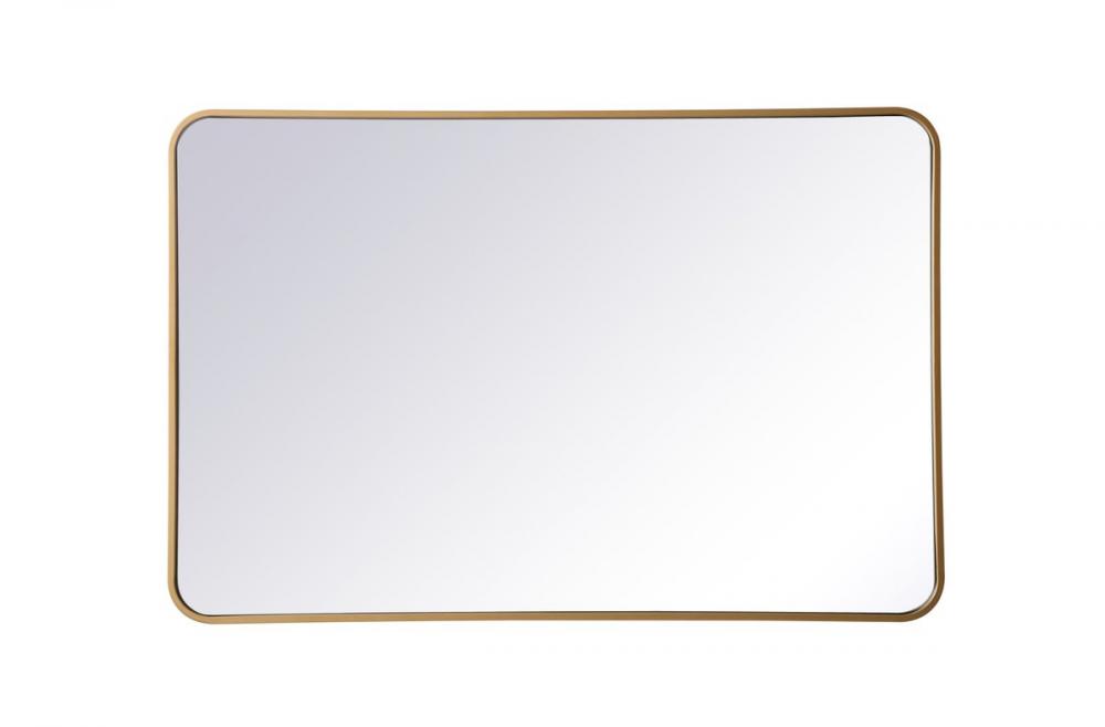 Soft Corner Metal Rectangular Mirror 28x42 Inch in Brass