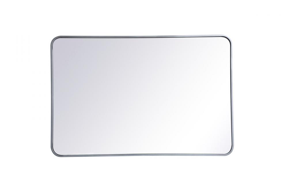 Soft Corner Metal Rectangular Mirror 28x42 Inch in Silver