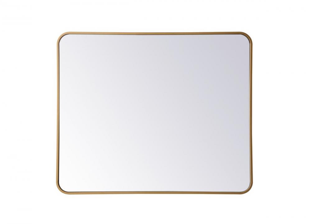 Soft Corner Metal Rectangular Mirror 30x36 Inch in Brass