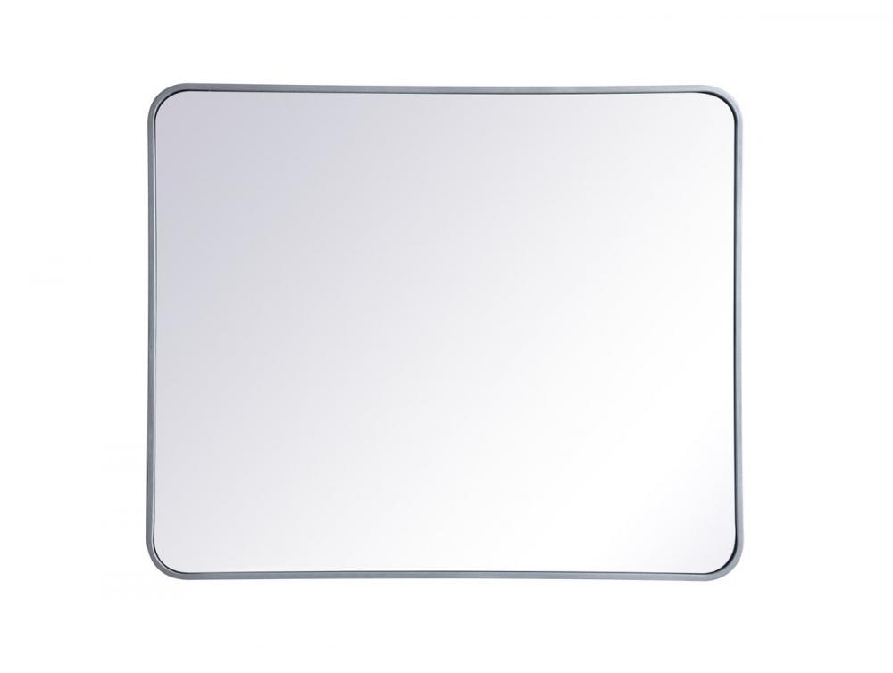 Soft Corner Metal Rectangular Mirror 30x36 Inch in Silver