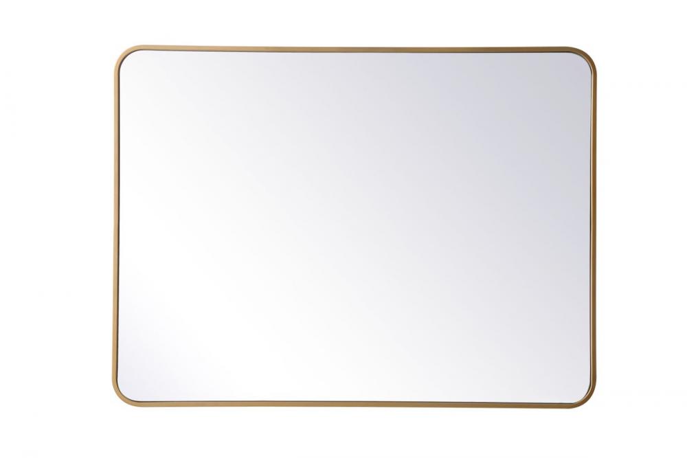 Soft Corner Metal Rectangular Mirror 30x40 Inch in Brass
