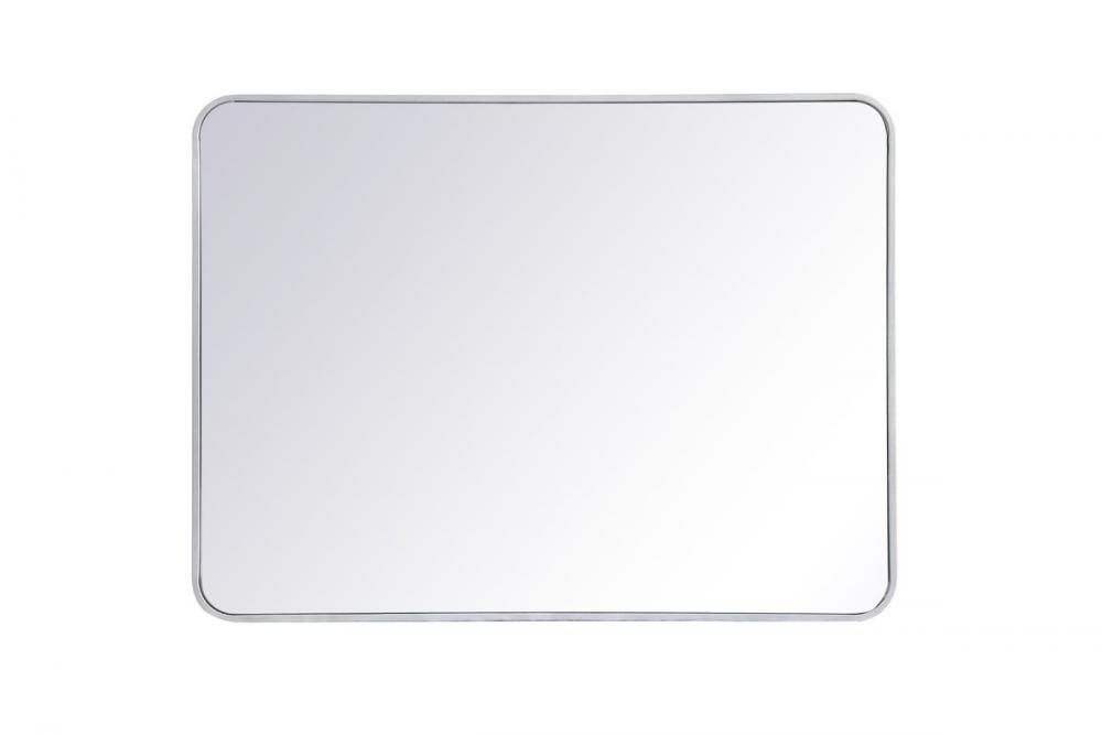 Soft Corner Metal Rectangular Mirror 30x40 Inch in Silver