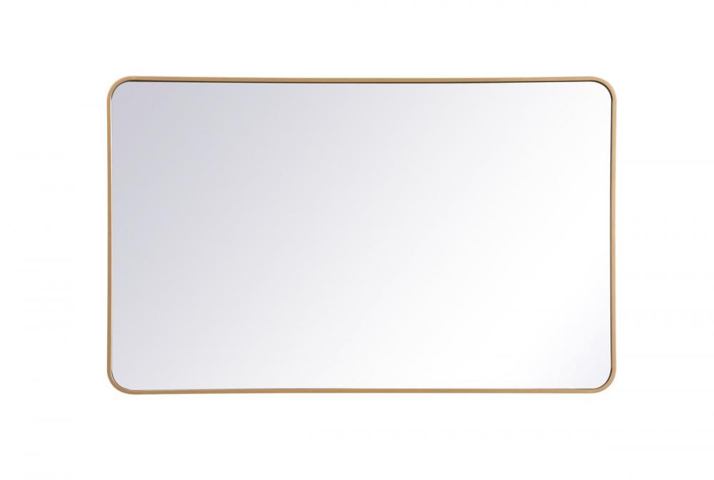 Soft Corner Metal Rectangular Mirror 30x48 Inch in Brass