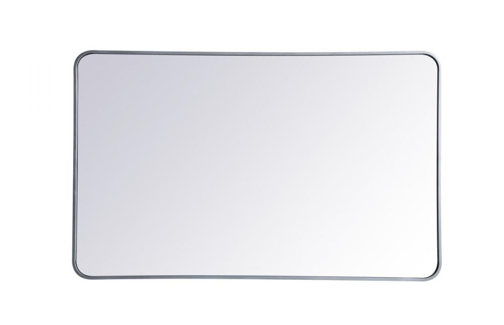 Soft Corner Metal Rectangular Mirror 30x48 Inch in Silver