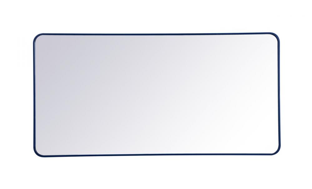 Soft Corner Metal Rectangular Mirror 30x60 Inch in Blue