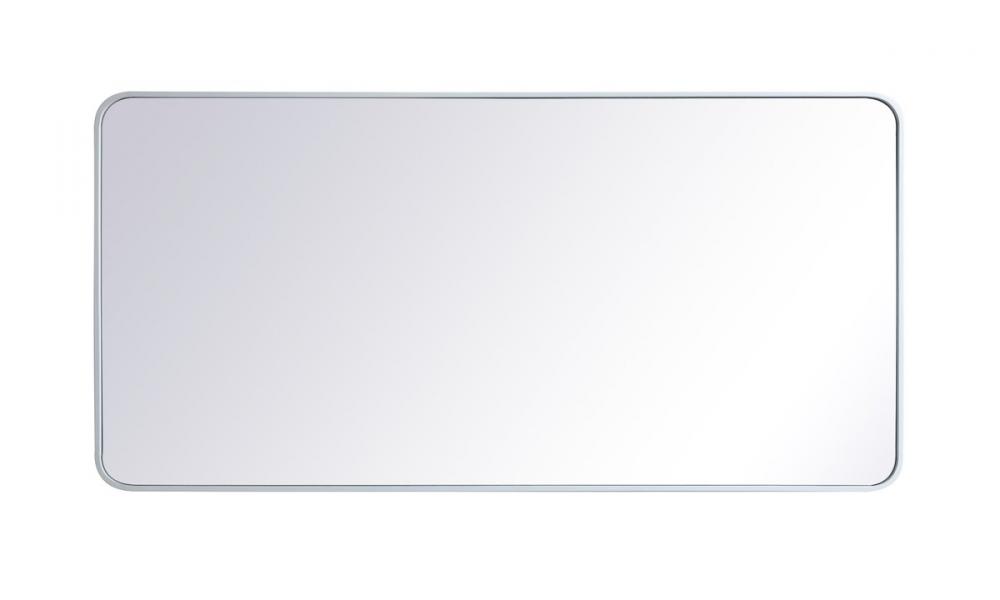 Soft Corner Metal Rectangular Mirror 30x60 Inch in White