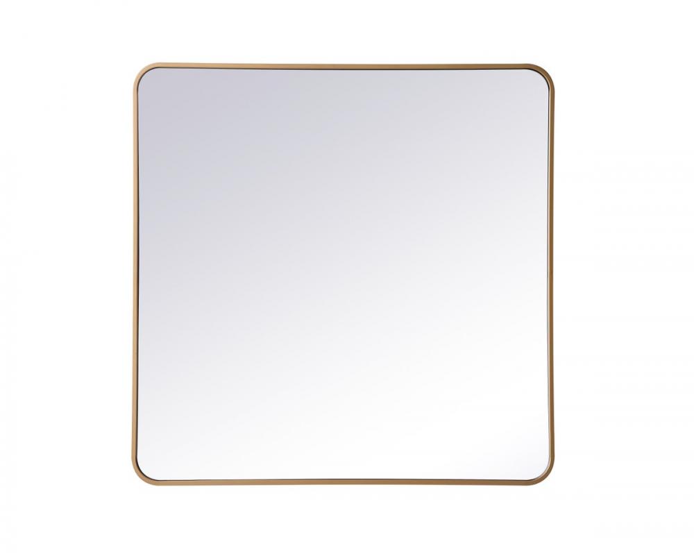 Soft Corner Metal Rectangular Mirror 36x36 Inch in Brass