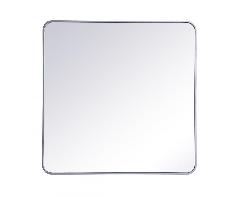 Soft Corner Metal Rectangular Mirror 36x36 Inch in Silver