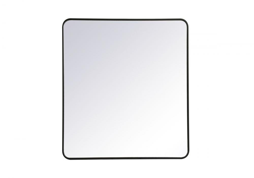 Soft Corner Metal Rectangular Mirror 36x40 Inch in Black