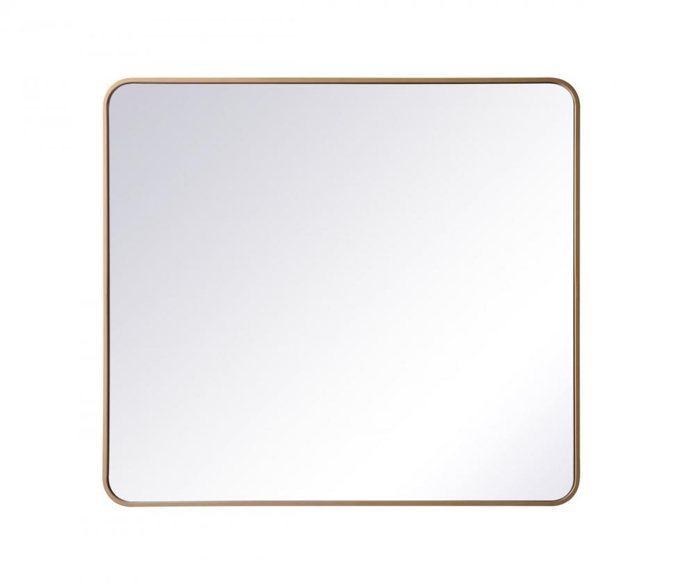 Soft Corner Metal Rectangular Mirror 36x40 Inch in Brass