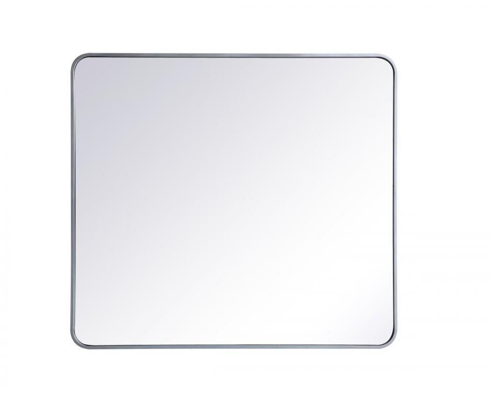 Soft Corner Metal Rectangular Mirror 36x40 Inch in Silver