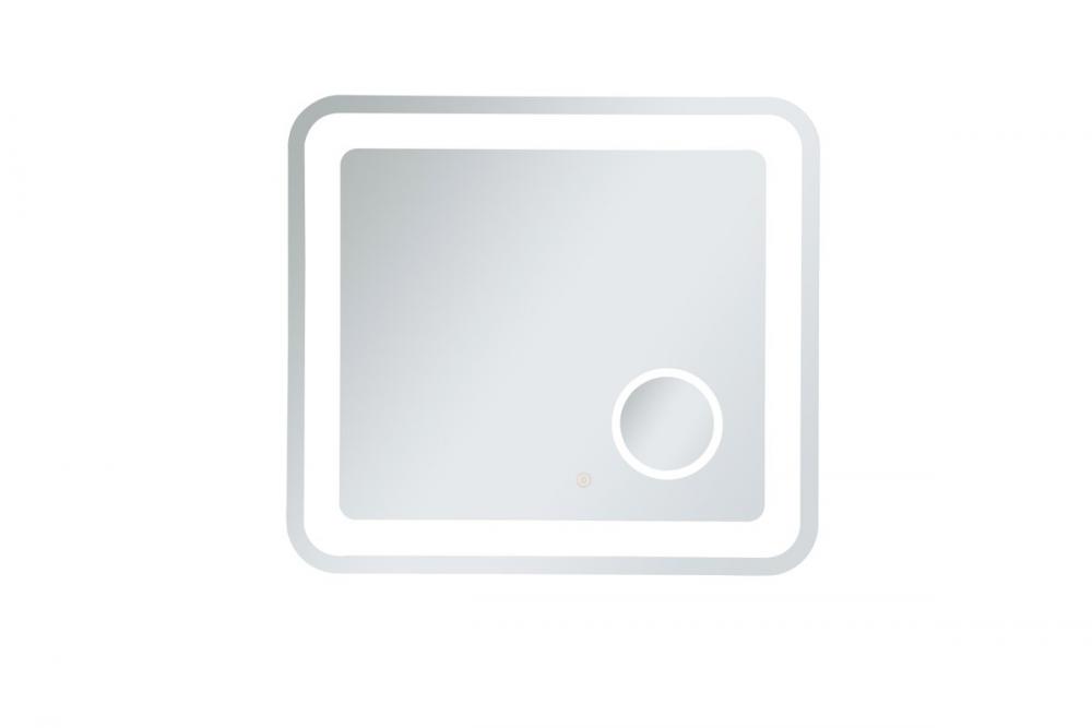 Lux 27inx30in Hardwired LED Mirror with Magnifier and Color Changing Temperature