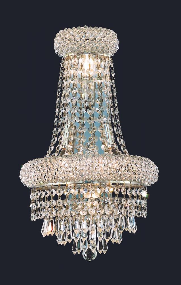 Primo 4 Light Chrome Wall Sconce Clear Royal Cut Crystal