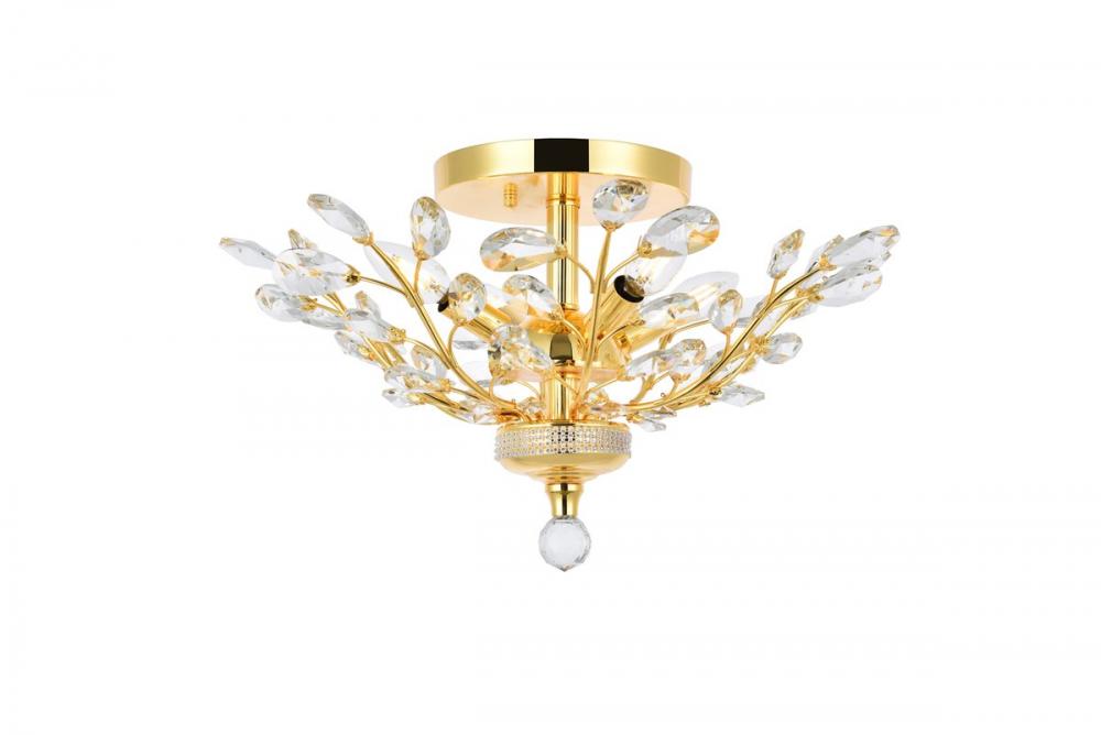 Orchid 4 Light Gold Flush Mount Clear Royal Cut Crystal