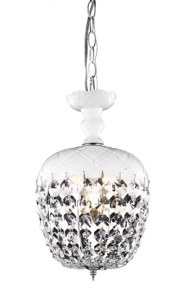 Rococo 1 Light White Pendant Frowhite Royal Cut Crystal