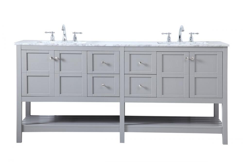 72 Inch Double Bathroom Vanity in Gray