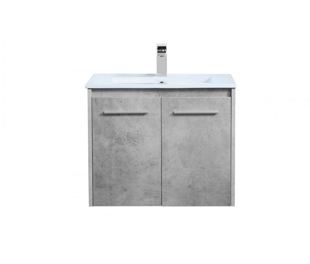 24 Inch Single Bathroom Floating Vanity in Concrete Grey