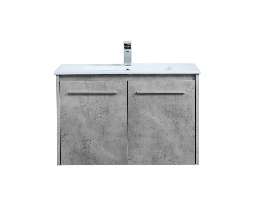 30 Inch Single Bathroom Floating Vanity in Concrete Grey