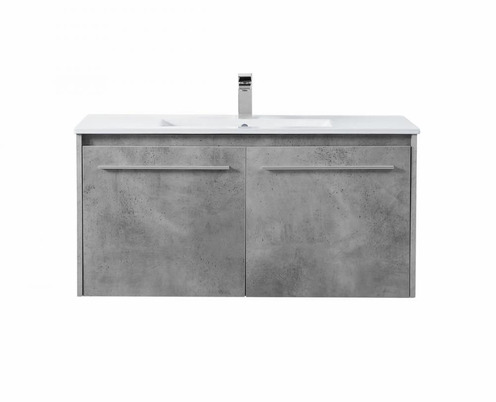 40 Inch Single Bathroom Floating Vanity in Concrete Grey