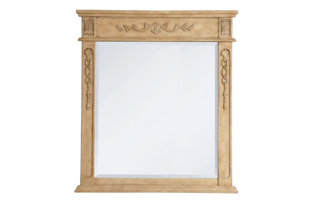 Wood Frame Mirror 32 Inchx36 Inch in Antique Beige