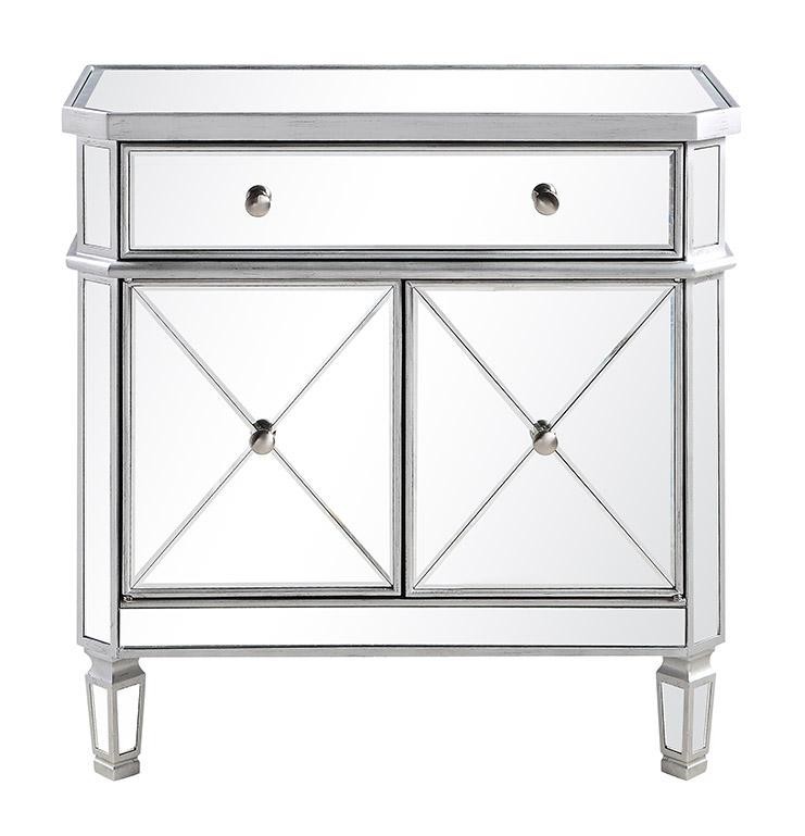 1 Drawer 2 Door Cabinet 32 in. x 16 in. x 32 in. in silver Clear