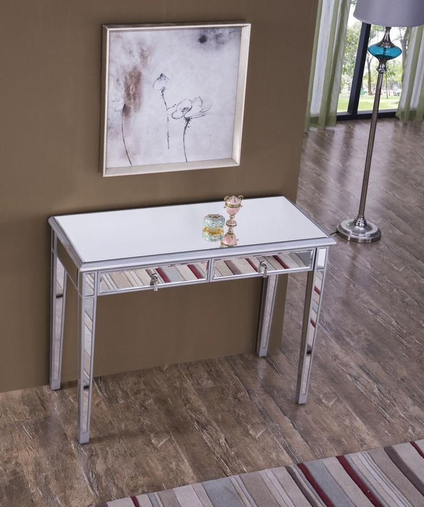 Vanity Table 42 in. x 18 in. x 31 in. in silver paint