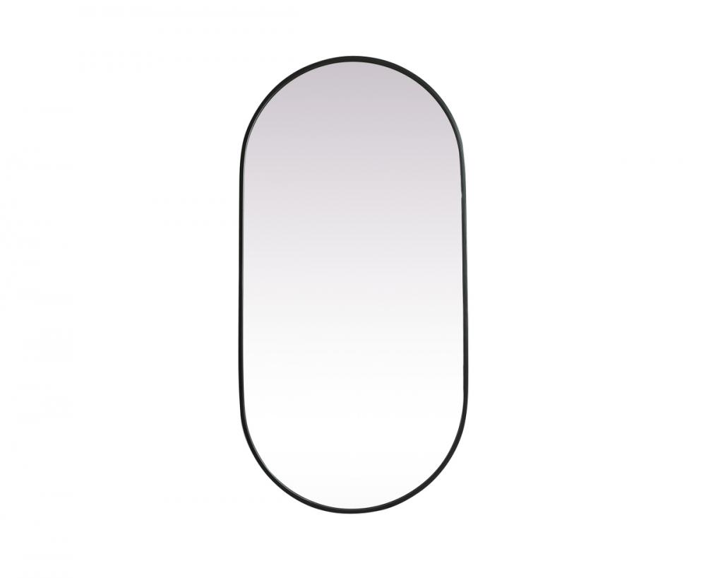 Metal Frame Oval Mirror 24x48 Inch in Black