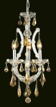 Elegant 2801D12C-GT/RC - Maria Theresa 4 Light Chrome Chandelier Golden Teak (Smoky) Royal Cut Crystal