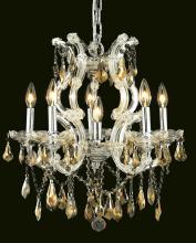 Elegant 2801D20C-GT/RC - Maria Theresa 6 Light Chrome Chandelier Golden Teak (Smoky) Royal Cut Crystal
