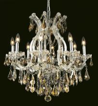 Elegant 2801D26C-GT/RC - Maria Theresa 9 Light Chrome Chandelier Golden Teak (Smoky) Royal Cut Crystal