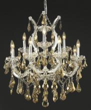 Elegant 2801D27C-GT/RC - Maria Theresa 13 Light Chrome Chandelier Golden Teak (Smoky) Royal Cut Crystal