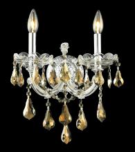 Elegant 2801W2C-GT/RC - Maria Theresa 2 Light Chrome Wall Sconce Golden Teak (Smoky) Royal Cut Crystal