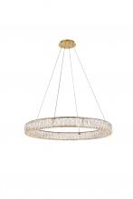Elegant 3503D31G - Monroe Integrated LED chip light gold Chandelier Clear Royal Cut Crystal