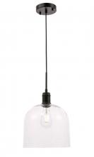 Elegant LD6213BK - Gabe 1 Light Black and Clear Seeded Glass Pendant