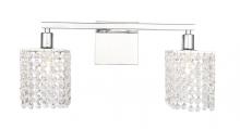 Elegant LD7009C - Phineas 2 Light Chrome And Clear Crystals Wall Sconce