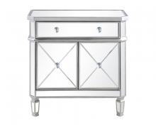 Elegant MF6-1002SC - 1 Drawer 2 Door Cabinet 32 In. x 16 In. x 32 In. In Silver Clear