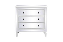 Elegant MF6-1019AW - 33 inch mirrored 3 drawer chest in antique white