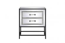 Elegant MF73016BK - 21 Inch Mirrored Two Drawers End Table in Black