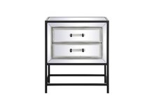 Elegant MF73016BK - 21 inch mirrored two drawers end table in black