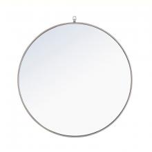 Elegant MR4066S - Metal Frame Round Mirror with Decorative Hook 42 Inch Silver Finish
