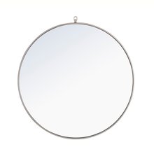 Elegant MR4066S - Metal frame Round Mirror with decorative hook 42 inch Silver finish