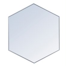Elegant MR4541S - Metal frame hexagon mirror 41 inch in silver