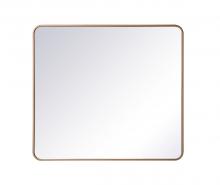 Elegant MR803640BR - Soft Corner Metal Rectangular Mirror 36x40 inch in Brass