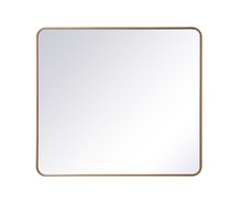 Elegant MR803640BR - Soft corner metal rectangular mirror 36x40 inch in Brass