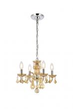 Elegant V7804D15GT-GT/RC - Rococo 4 light Golden Teak Pendant Golden Teak (Smoky) Royal Cut Crystal