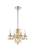 Elegant V7804D15GT-GT/RC - Rococo 4 light Golden Teak Pendant Golden Teak (Smoky) Royal Cut Crystal