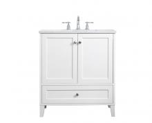 Elegant VF18030WH - 30 Inch Single Bathroom Vanity in White