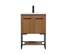 Elegant VF42524WB - 24 inch single bathroom vanity in walnut brown