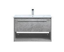Elegant VF43030CG - 30 inch  Single Bathroom Floating Vanity in Concrete Grey
