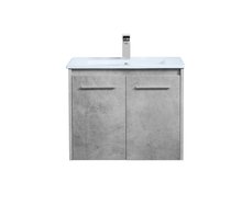 Elegant VF44024CG - 24 inch  Single Bathroom Floating Vanity in Concrete Grey